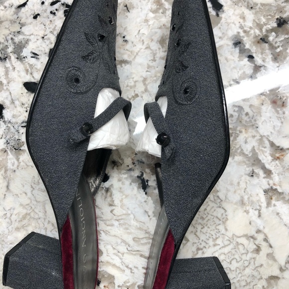 Enzo Angiolini slight heal mule with embellished pattern and beads on top. - Picture 3 of 3